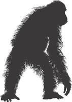 ai generato silhouette orang utan animale pieno corpo nero colore solo vettore