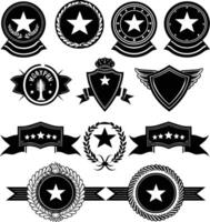 ai generato silhouette Vintage ▾ retrò badge e medaglia elemento nero colore solo vettore