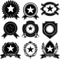 ai generato silhouette Vintage ▾ retrò badge e medaglia elemento nero colore solo vettore