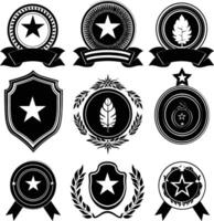 ai generato silhouette Vintage ▾ retrò badge e medaglia elemento nero colore solo vettore