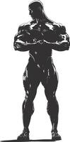 ai generato silhouette bodybuilding nero colore solo pieno corpo vettore