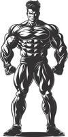 ai generato silhouette bodybuilding nero colore solo pieno corpo vettore