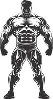 ai generato silhouette bodybuilding nero colore solo pieno corpo vettore