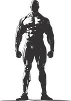 ai generato silhouette bodybuilding nero colore solo pieno corpo vettore