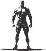 ai generato silhouette bodybuilding nero colore solo pieno corpo vettore
