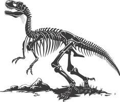 ai generato silhouette dinosauro scheletro nero colore solo vettore