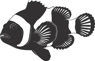 ai generato silhouette pesce pagliaccio nero colore solo pieno corpo vettore