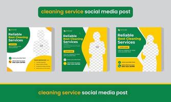 pulizia servizio sociale media inviare modello e ufficio, casa e Hotel pulizia sociale media inviare striscione. vettore