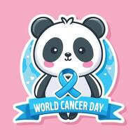 mondo cancro giorno. carino panda con blu nastro. vettore illustrazione utilizzando per campagna elemento.