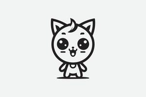 carino gatto portafortuna personaggio cartone animato logo vettore