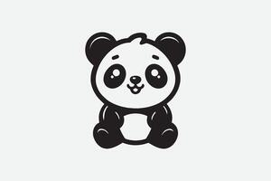 carino panda portafortuna personaggio cartone animato logo vettore