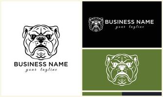 linea testa bulldog logo modello vettore