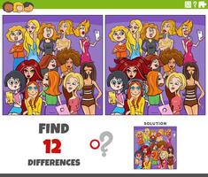 differenze attività con cartone animato donne personaggi gruppo vettore