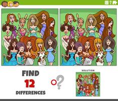 differenze gioco con cartone animato donne personaggi gruppo vettore