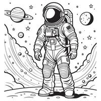 astronauta schema colorazione pagina illustrazione per bambini e adulto vettore