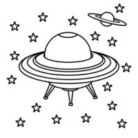 ufo schema disegno colorazione libro pagina vettore