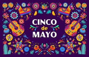 cinco de mayo striscione, cartone animato vettore festivo carta