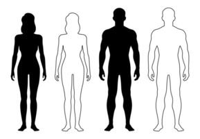 uomo e donna schema figura umano corpo silhouette vettore
