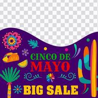 cinco de mayo messicano vacanza grande vendita bandiera vettore