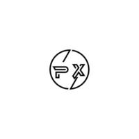 px grassetto linea concetto nel cerchio iniziale logo design nel nero isolato vettore