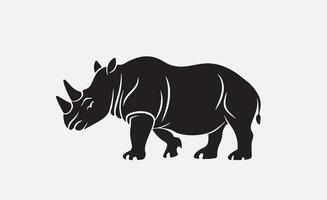 ai generato rinoceronte silhouette isolato su bianca vettore