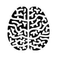 cervello Mappatura neuroscienza neurologia glifo icona vettore illustrazione