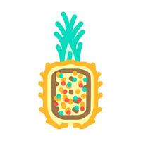 ananas fritte riso tailandese cucina colore icona vettore illustrazione