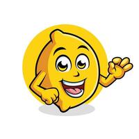 Limone cartone animato personaggio mostrando ok cartello contento portafortuna vettore illustrazione clipart