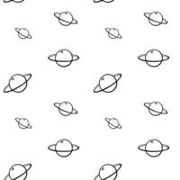 Saturno pianeta vettore senza soluzione di continuità modello. linea arte, schema, nero. sfondo, Stampa, tessuto, tessile, involucro carta, confezione design