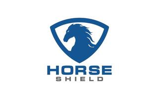cavallo scudo marca logo design vettore