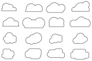 impostato di nube cartone animato elemento. comico bolla nube forme collezione nel linea arte. vettore illustrazione