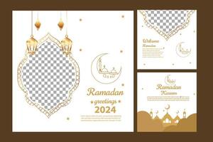 Ramadan kareem sfondo, saluto bandiera Ramadan islamico ornamento sfondo design con lampada, lanterna, colorato sociale media striscione, promozione vettore