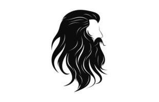 un' lungo barba vettore nero silhouette isolato su un' bianca sfondo