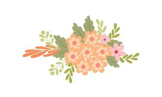 fiori semplici color pastello composizione floreale in stile piatto illustrazione vettoriale, simbolo della primavera, casa accogliente, decorazioni per feste pasquali, clipart per carte, decorazione primaverile bohémien vettore