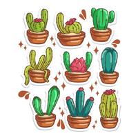 cactus pianta collezione impostare. mano disegnare illustrazione arte vettore