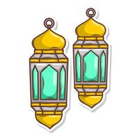mano disegnare islamico lanterna per Ramadhan kareem vettore