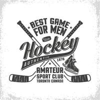hockey retrò emblema per squadra o sport club vettore