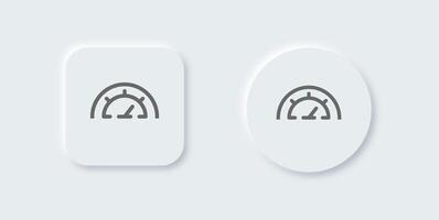 tachimetro linea icona nel neomorfo design stile. velocità indicatore segni vettore illustrazione.