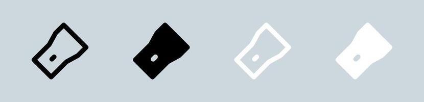 torcia elettrica icona impostato nel nero e bianca. torcia segni vettore illustrazione.
