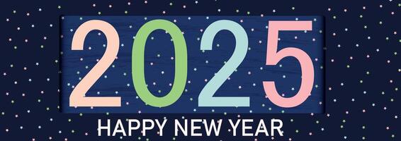 contento 2025 nuovo anno saluto carta impostare. design modello festivo tipografico manifesto, bandiera o saluto carta con geometrico forme e figure contento nuovo anno. vettore illustrazione.