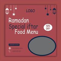 Ramadan speciale iftar cibo menù design e sociale media inviare modello vettore