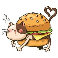 gatto Hamburger cartone animato vettore illustrazione