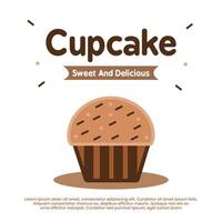 dolce cibo manifesto con carino Cupcake illustrazione cartone animato stile copyspace vettore