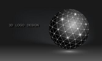 3d globale connessione. creativo e moderno logo adatto per aziende relazionato per digitale o tecnologico media. High Tech elettronica e computer relazionato concetto. vettore geometrico sfera isolato