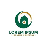 islamico ospedale logo vettore. islamico medico cura logo design modello. vettore