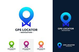 colorato GPS locator logo design modello. perno Posizione icona vettore. creativo GPS carta geografica punto simbolo concetto. vettore