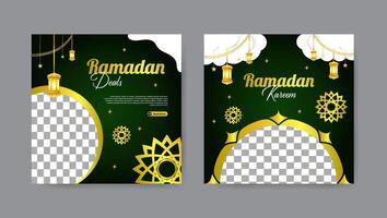 collezione di lusso Ramadan vendita sociale media inviare modelli. piazza bandiera design sfondo. vettore