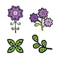 impostato di ortensia, stilizzato multistrato viola, lilla fiore, vettore