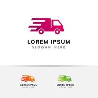 progettazione del logo dei servizi di consegna merci. elemento di design dell'icona di vettore del camion veloce