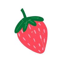 fragola con grunge struttura, cartone animato piatto vettore illustrazione isolato su bianca sfondo. delizioso frutta bacca disegno.